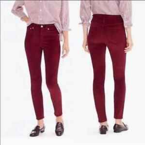 J Crew 9" Rise Velvet Stretch Toothpick Jeans